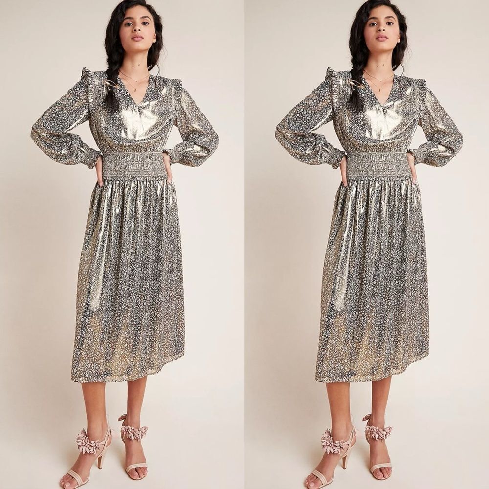 Anthropologie Lucia Shimmer Midi Dress